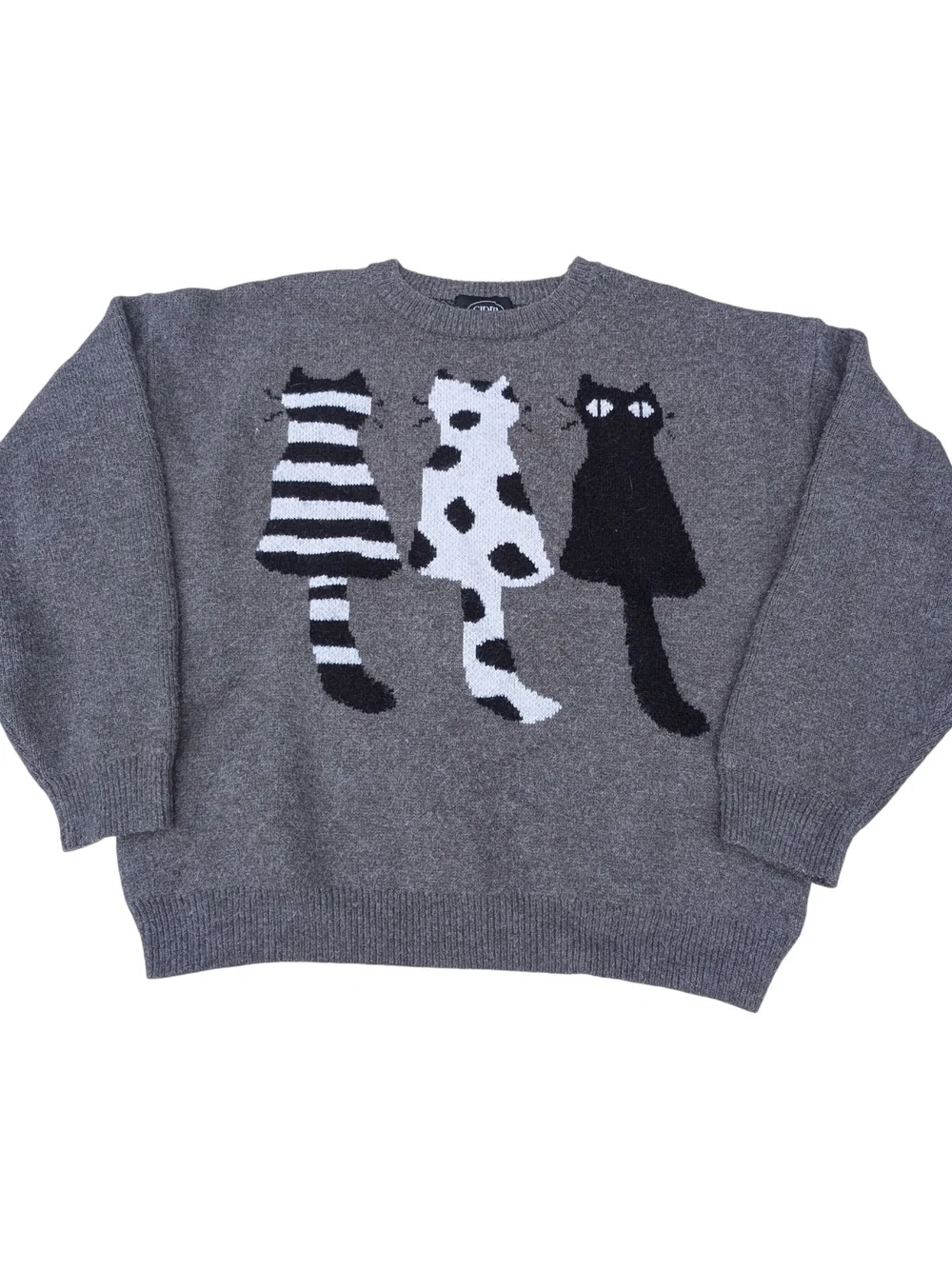 Three Musketeers Cats Knitted Sweater Size L - Picture 2 of 7